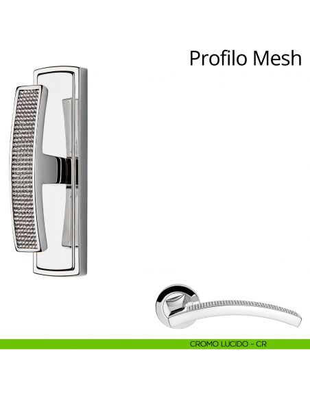 Maniglia con Swarovski per finestra cremonese Profilo Mesh Linea Calì cromo