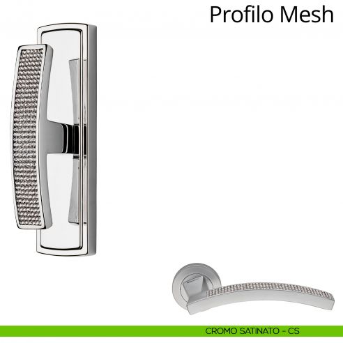Maniglia con Swarovski per finestra cremonese Profilo Mesh Linea Calì cromo satinato