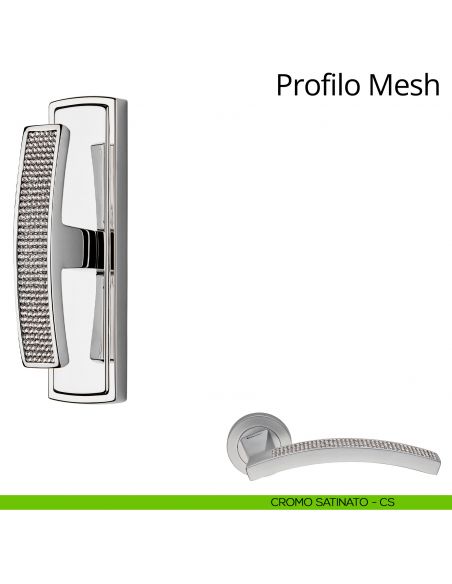 Maniglia con Swarovski per finestra cremonese Profilo Mesh Linea Calì cromo satinato