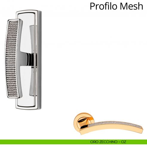Maniglia con Swarovski per finestra cremonese Profilo Mesh Linea Calì oro zecchino