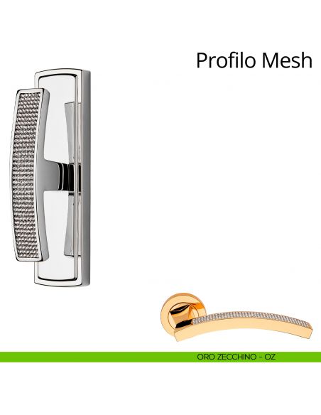 Maniglia con Swarovski per finestra cremonese Profilo Mesh Linea Calì oro zecchino