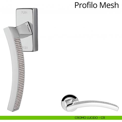 Maniglia con Swarovski per finestra martellina DK antintrusione Profilo Mesh Linea Calì cromo
