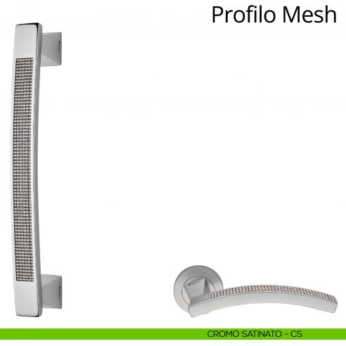 Maniglione con Swarovski per porta Profilo Mesh Linea Calì cromo satinato