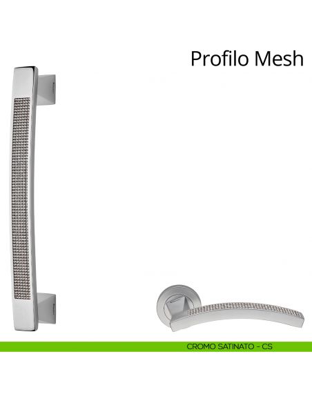 Maniglione con Swarovski per porta Profilo Mesh Linea Calì cromo satinato