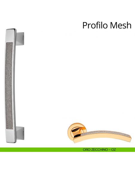 Maniglione con Swarovski per porta Profilo Mesh Linea Calì oro zecchino