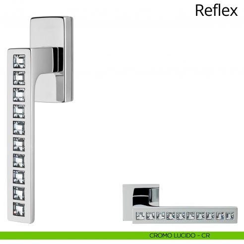 Maniglia con cristalli Swarovski per finestra martellina DK Reflex Linea Calì cromo lucido