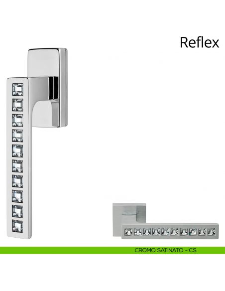 Maniglia con cristalli Swarovski per finestra martellina DK Reflex Linea Calì cromo satinato