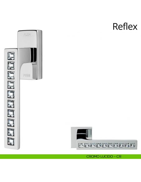 Maniglia con cristalli Swarovski per finestra martellina DK antintrusione Reflex Linea Calì cromo lucido