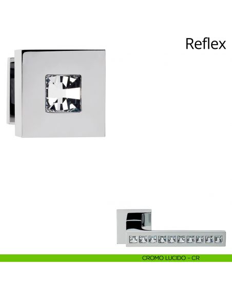 Pomolo con cristallo Swarovski per porta fisso Reflex Crystal Linea Calì cromo lucido