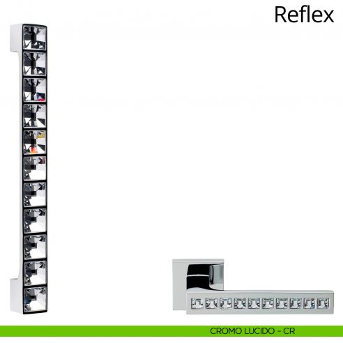Maniglione con cristallo Swarovski per porta Reflex Linea Calì interasse 282 mm cromo lucido