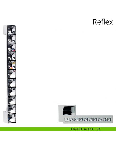 Maniglione con cristallo Swarovski per porta Reflex Linea Calì interasse 282 mm cromo lucido