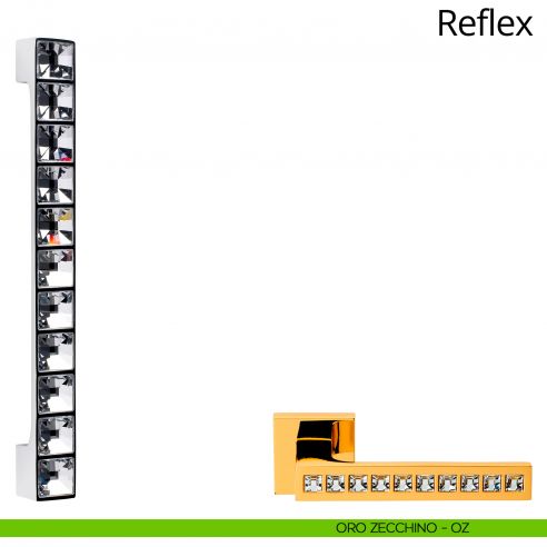 Maniglione con cristallo Swarovski per porta Reflex Linea Calì interasse 282 mm oro zecchino
