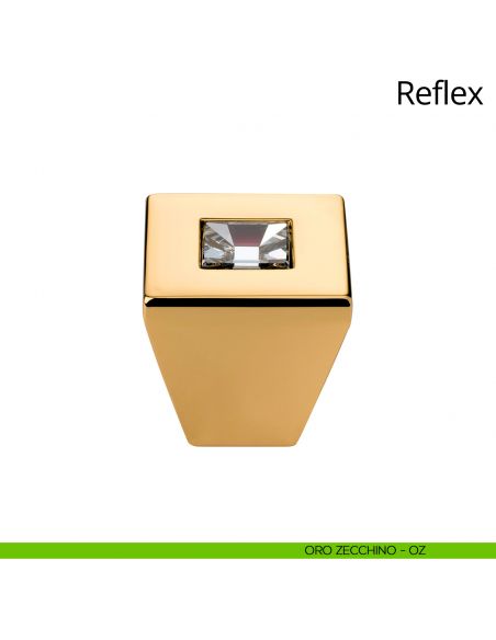 Pomolo con cristallo Swarovski per mobile Reflex Linea Calì oro zecchino