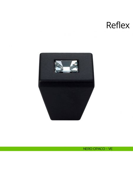 Pomolo con cristallo Swarovski per mobile Reflex Linea Calì nero opaco