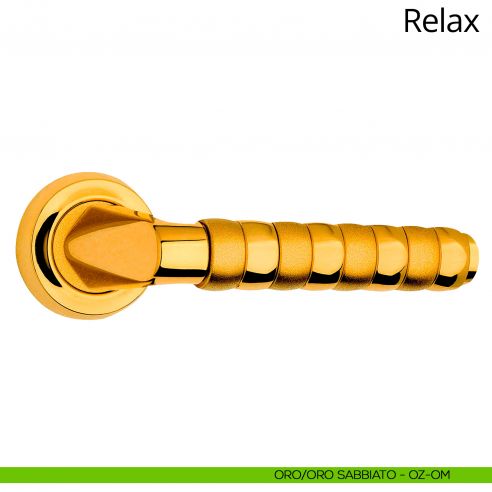 Maniglia per porta interna Relax Linea Calì rosetta tonda oro zecchino + oro sabbiato