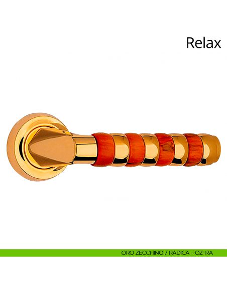 Maniglia per porta interna Relax Linea Calì rosetta tonda oro zecchino + radica