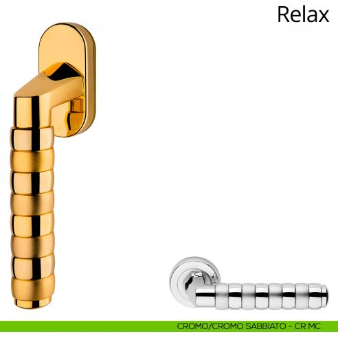 Maniglia per finestra martellina DK Relax Linea Calì cromo lucido + cromo sabbiato