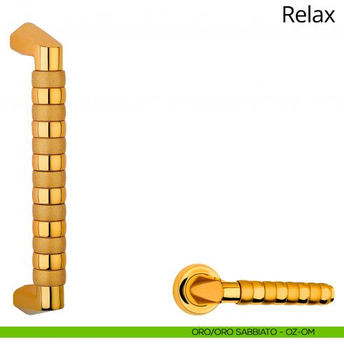Maniglione per porta dritto Relax Linea Calì oro zecchino + oro sabbiato