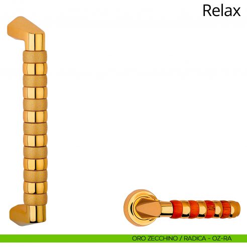 Maniglione per porta dritto Relax Linea Calì oro zecchino + radica