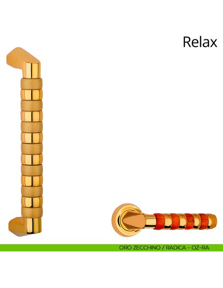 Maniglione per porta dritto Relax Linea Calì oro zecchino + radica
