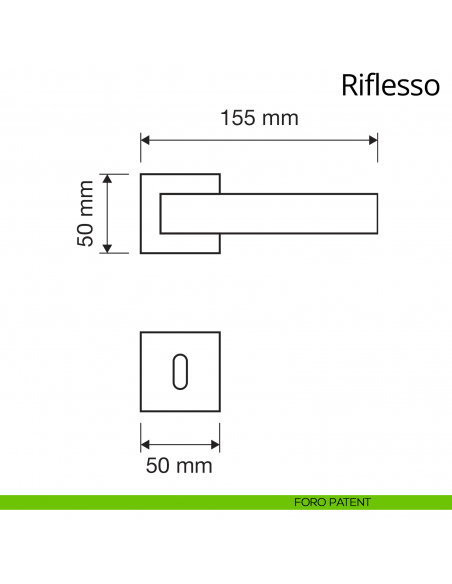 Maniglia per porta interna Riflesso Linea Calì rosetta quadrata tradizionale foro patent