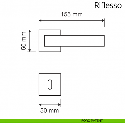 Maniglia per porta interna Riflesso Linea Calì rosetta quadrata bassa foro patent