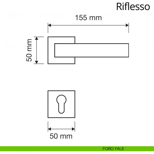 Maniglia per porta interna Riflesso Linea Calì rosetta quadrata bassa foro yale