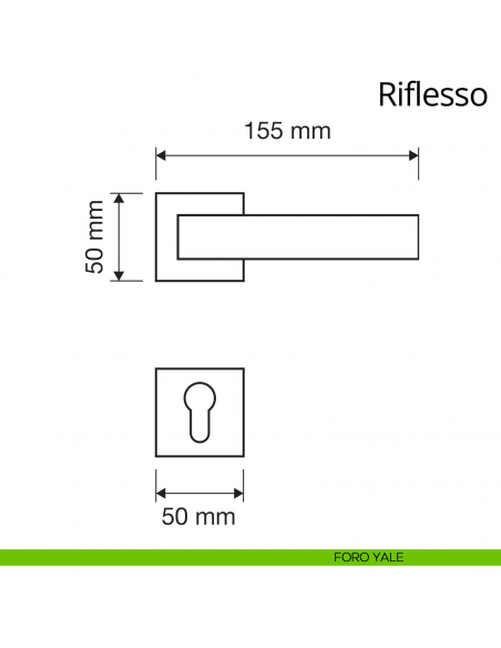 Maniglia per porta interna Riflesso Linea Calì rosetta quadrata bassa foro yale