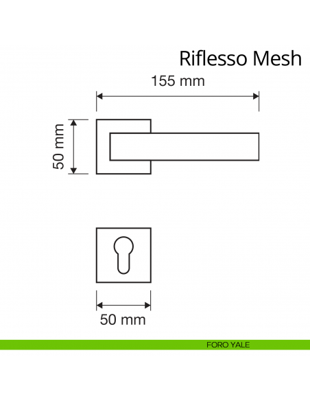 Maniglia Swarovski per porta interna Riflesso Mesh Linea Calì rosetta quadrata bassa foro yale