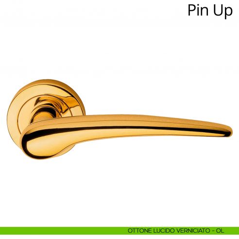 Maniglia per porta interna Pin-Up Linea Calì rosetta tonda ottone lucido verniciato