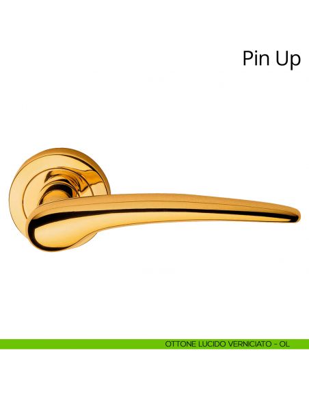 Maniglia per porta interna Pin-Up Linea Calì rosetta tonda ottone lucido verniciato