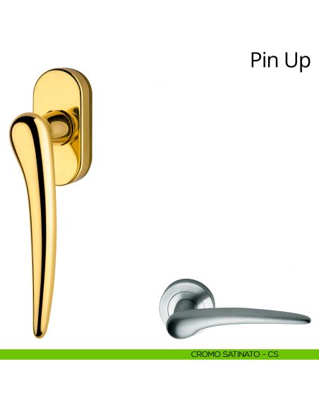 Maniglia per finestra martellina DK Pin-Up Linea Calì cromo satinato