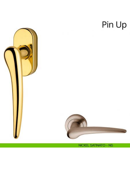 Maniglia per finestra martellina DK Pin-Up Linea Calì nickel satinato