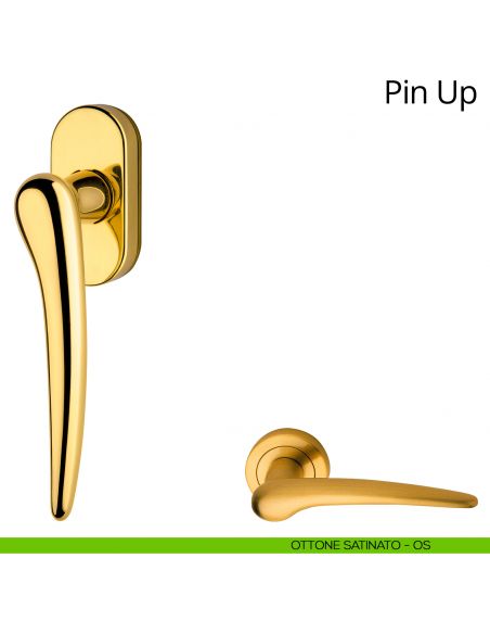 Maniglia per finestra martellina DK Pin-Up Linea Calì oro satinato