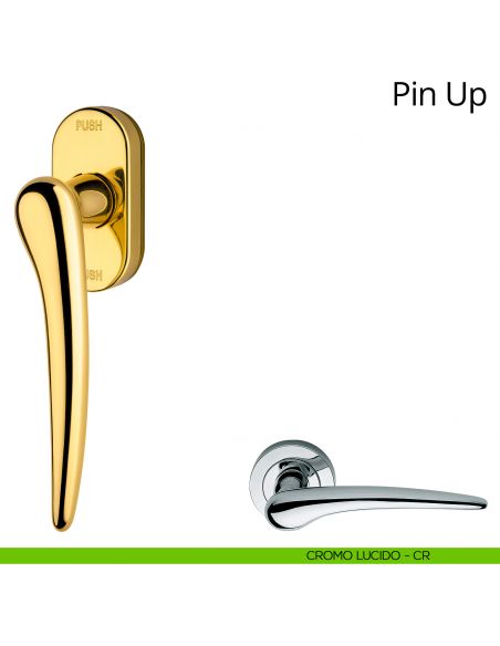 Maniglia per finestra martellina DK antintrusione Pin-Up Linea Calì cromo lucido