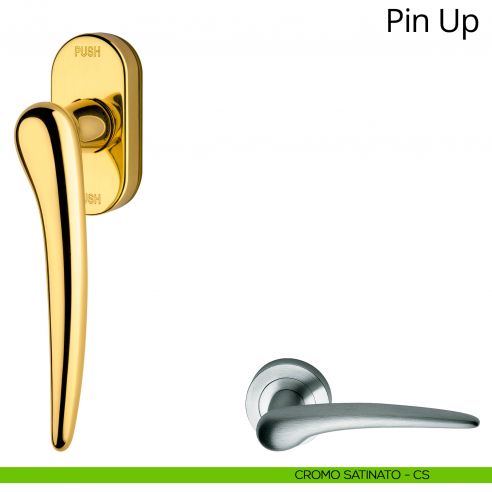 Maniglia per finestra martellina DK antintrusione Pin-Up Linea Calì cromo satinato