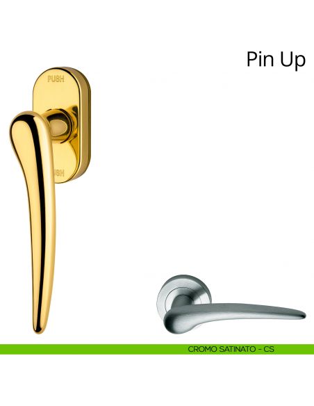 Maniglia per finestra martellina DK antintrusione Pin-Up Linea Calì cromo satinato