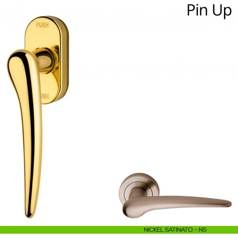 Maniglia per finestra martellina DK antintrusione Pin-Up Linea Calì nickel satinato