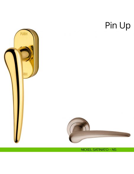 Maniglia per finestra martellina DK antintrusione Pin-Up Linea Calì nickel satinato