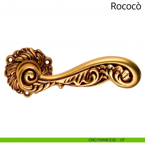 Maniglia per porta interna Rococò Linea Calì con rosetta artistica oro francese