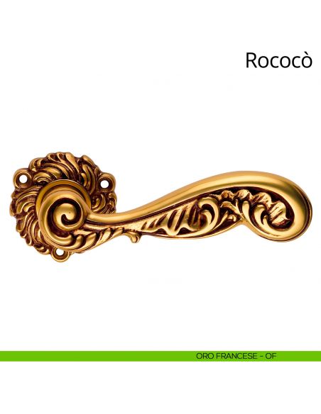 Maniglia per porta interna Rococò Linea Calì con rosetta artistica oro francese
