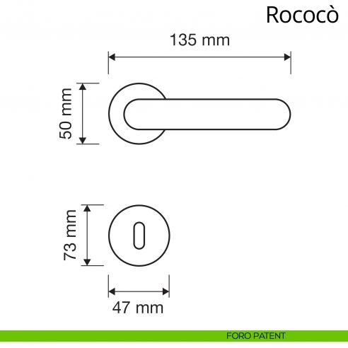 Maniglia per porta interna Rococò Linea Calì con rosetta artistica foro patent