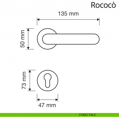 Maniglia per porta interna Rococò Linea Calì con rosetta artistica foro yale