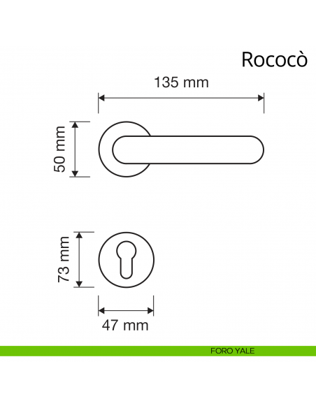Maniglia per porta interna Rococò Linea Calì con rosetta artistica foro yale