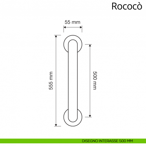 Maniglione per porta Rococò Linea Calì disegno interasse 500 mm
