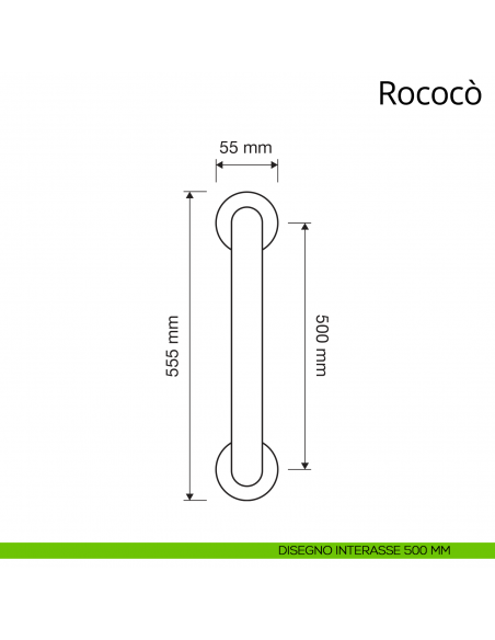 Maniglione per porta Rococò Linea Calì disegno interasse 500 mm