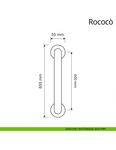 Maniglione per porta Rococò Linea Calì disegno interasse 600 mm