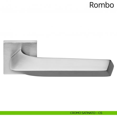 Maniglia per porta interna Rombo Linea Calì rosetta quadrata tradizionale cromo satinato
