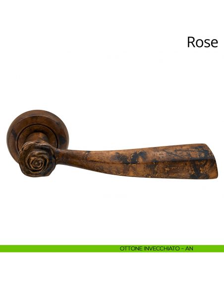 Maniglia per porta interna Rose Linea Calì rosetta tonda ottone invecchiato