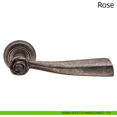 Maniglia per porta interna Rose Linea Calì rosetta tonda ferro effetto invecchiato